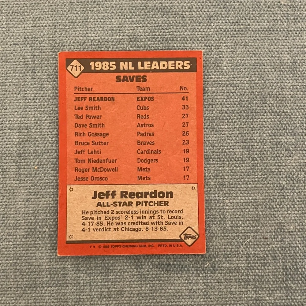 1986 Topps Montreal Expos Baseball Card - Picture 2 of 2